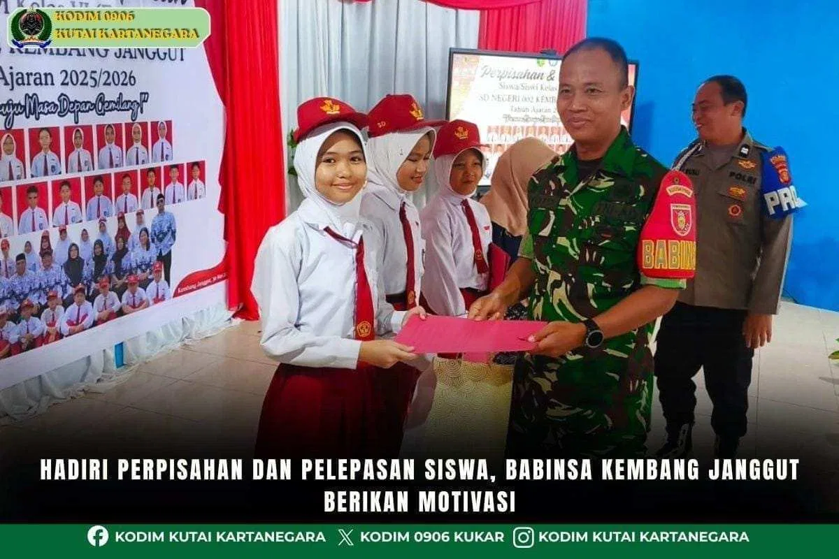 Hadiri Perpisahan dan Pelepasan Siswa, Babinsa Kembang Janggut Berikan Motivasi
