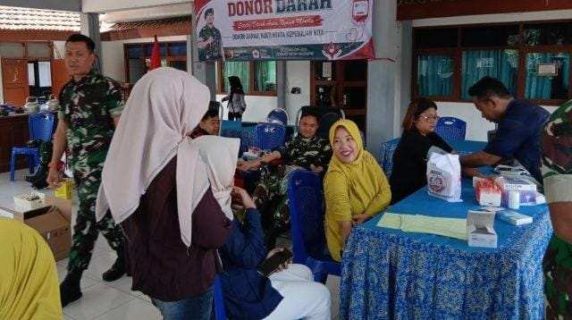 Antisipasi Krisis Stok, Dua Koramil Jajaran Kodim Bojonegoro Gelar Bakti Sosial Donor Darah
