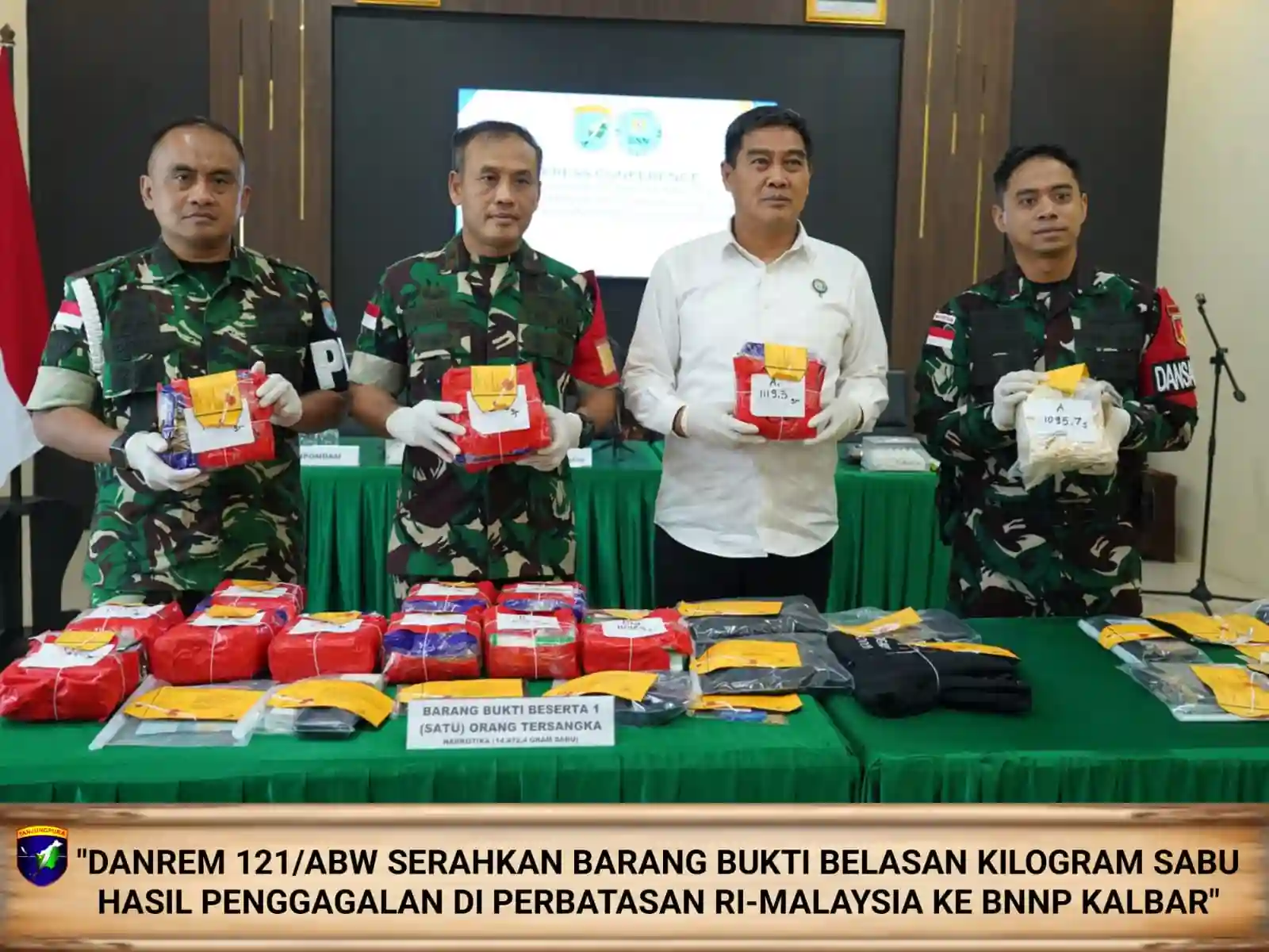 TNI Gagalkan Penyelundupan 16,4 Kilogram Sabu di Perbatasan RI-Malaysia