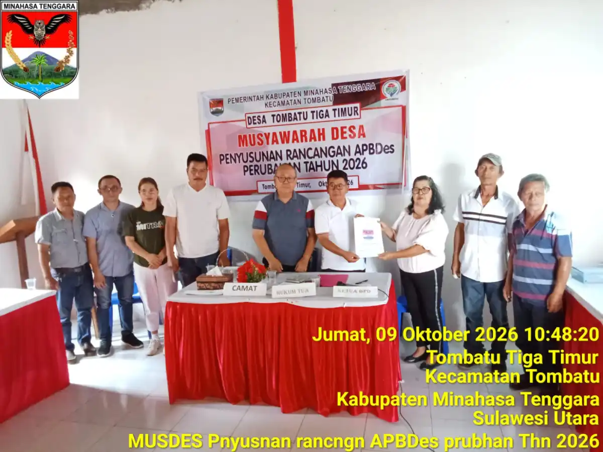 Musyawarah Desa Tombatu Tiga Timur Bahas RKPDes 2027 dan Perubahan APBDes 2026 Musyawarah Desa Tombatu Tiga Timur Bahas RKPDes 2027 dan Perubahan APBDes 2026