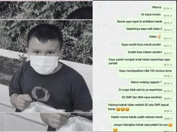 Pesan WhatsApp Novan untuk Ibunya di Surga Menyentuh Warganet